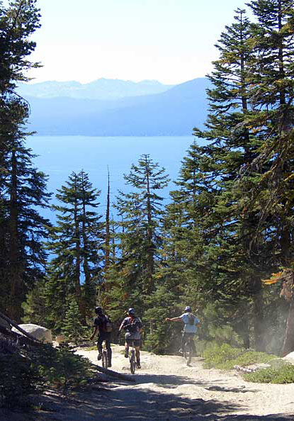 Lloyd, Jack and Zack descend toward Lake Tahoe